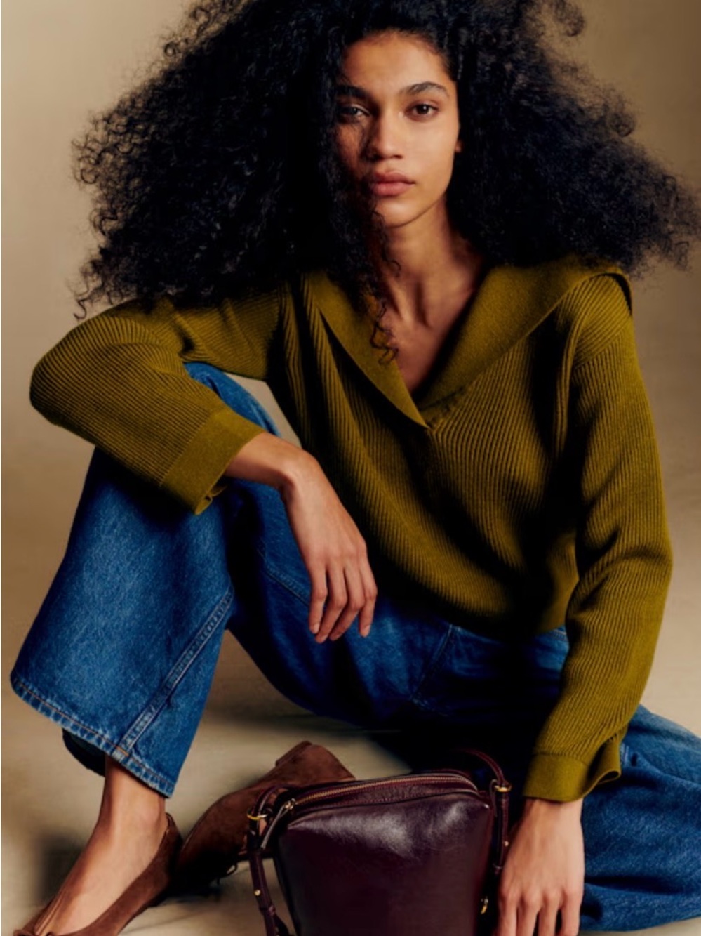 Sezane Claudio Sweater in Olive Green